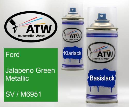 Ford, Jalapeno Green Metallic, SV / M6951: 400ml Sprühdose + 400ml Klarlack - Set, von ATW Autoteile West.